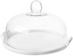Ceramic Cake Plate And Clear Glass Dome