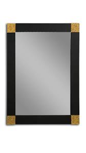 Rustic style wall mirror with distressed gold metal frame for an aged, shabby chic look. Black And Gold Rectangle Wall Mirror