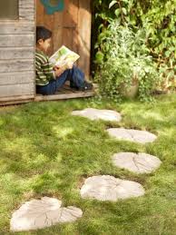 Concrete Leaf Stepping Stones Lead To