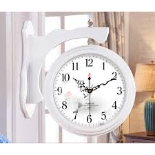 Double Sided Wall Clock White Brown