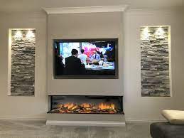 Media Wall And Fire Living Room Decor