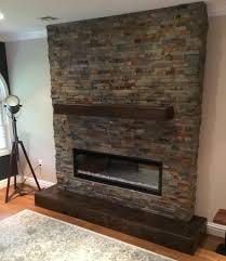 stacked stone electric fireplace monk