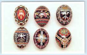 3 postcards ukrainian easter eggs