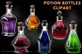 Realistic Magic Potion Bottles Clipart
