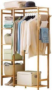 Shop for portable hanging rack online at target. Amazon Com Ufine Bamboo Garment Rack 6 Tier Storage Shelves Clothes Hanging Rack With Side Hooks Heavy Duty Clothing Rack Portable Wardrobe Closet Organizer Home Improvement