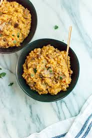 easy brown rice risotto with mushrooms