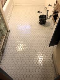 Learning how to lay floor tiles is a fairly simple process, but it's something that takes a bit of preparation. How To Lay Mosaic Tile Flooring Week 2 One Room Challenge Bathroom Reno With Hexagon Floor Create Enjoy
