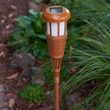 Bamboo Colored Led Solar Flame Torch