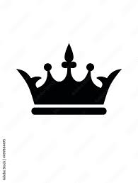 Queen King Crown Black Vector Stencil