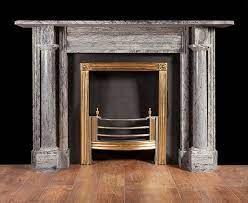 Antique Grey Bardiglio Marble Fireplace