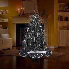 Instead of wrapping the lights around the tree in a maypole style, mentally divide the tree into three triangular sections, from top to bottom, around the tree's cone. The Holiday Aisle 6 3 Snowing Musical Black Artificial Christmas Tree With 80 Clear White Lights Reviews Wayfair