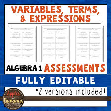 Algebra 1 Editable Assessments