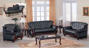 Black Leather Classic Living Room Sofa