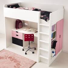 SmÅstad Loft Bed White Pale Pink With