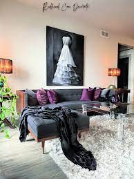 chic charcoal purple living room