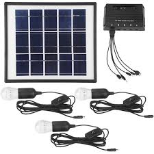 Herchr 4w Solar Panel Lighting Kit Solar Home Mobile Emergency Light System Usb Solar Charger With 3 Led Light Bulb And Phone Charger Power Bank For Home Shed Barn Indoor Outdoor Hiking