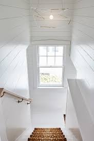 White Shiplap Staircase Wall Design Ideas