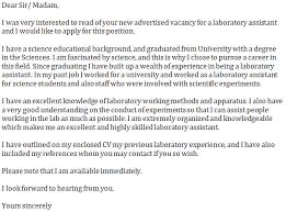 Cover Letter Lab Assistant