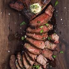 grilled sirloin steak topped with
