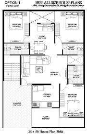 Best 3 Bhk 35 X 50 House Plans 1750