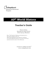 Ap World History Teachers Guide Ap Central College Board