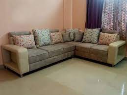 brown l 5 seater wooden sofa for home
