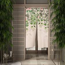 Flower Green Leaves Door Dining Curtain