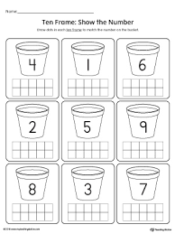 ten frame show the number worksheet
