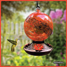 Glass Red Swirl Hummingbird Feeder
