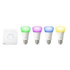 471978 Hue A19 White and Colour Ambiance 4 Bulb Starter Kit Philips