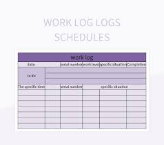 work log logs schedules excel template