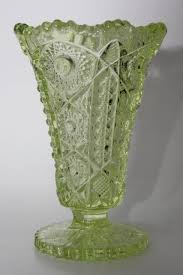 Vintage Vaseline Glass Vase Sunburst