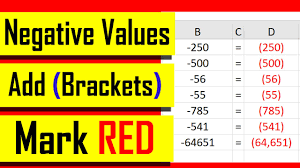 red and within brackets in excel