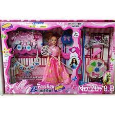 shree plastic princess doll with makeup set