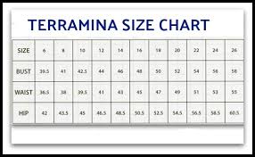 Terramina Size Chart