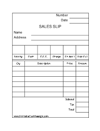 This Printable Sales Slip Is Much Like Those Found In A Sales Pad Or