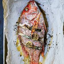 whole roast fish with lemon and herbs