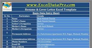 resume cover letter excel