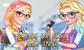 free dress up elsa and anna to college