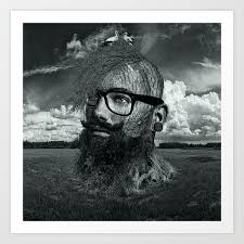 Eco Hipster Black And White Art Print