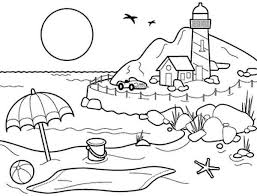 Beach coloring pages are the easiest way to bring the coast home. Beach Landscapes With Lighthouse Coloring Pages Beach Coloring Pages Free Kids Coloring Pages Summer Coloring Pages