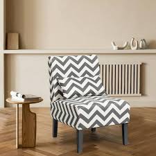 Gray And Beige Stripe Accent Chair