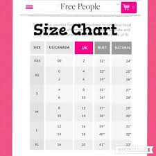 Free People Size Chart Free People Size Chart Please