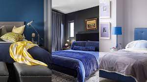blue and gray bedroom design inspo