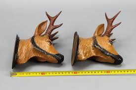 Carved Roe Deer Heads Wall Mounts