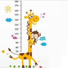 Kids Growth Chart Child Height Measure Gauge Giraffe Clouds Wall Stickers Cartoon Animal Bedroom Living Room Background Wallsticker Decal Vinyl Wall