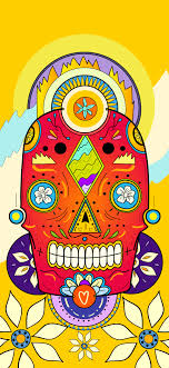 colorful sugar skull iphone wallpaper
