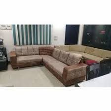 wooden 5 l shape leather sofa set hall