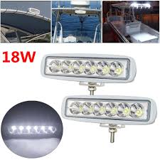 Set Of 2 White Spreader Led Deck Marine Lights For Boat Spot Light 12 30v 18w Ebay