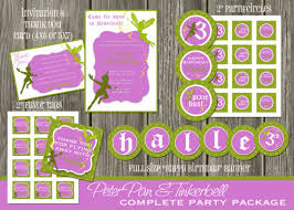 Printable Kids Peter Pan And Tinkerbell Birthday Party Package